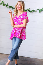 Load image into Gallery viewer, Fuchsia Floral Babydoll Woven Challis Top