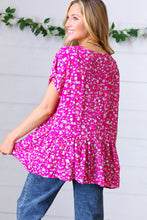 Load image into Gallery viewer, Fuchsia Floral Babydoll Woven Challis Top