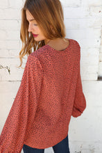 Load image into Gallery viewer, Leopard Wool dobby Bubble Sleeve Woven Top