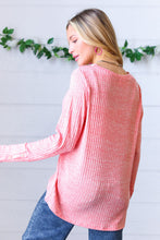 Load image into Gallery viewer, Coral Rib Lace V Neck Button Detail Top