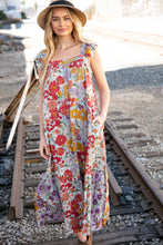 Load image into Gallery viewer, Floral Print Ruffle Cap Sleeve Square Neck Maxi Dress