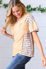 Load image into Gallery viewer, Sunrise Terry V Neck Stripe Color Block Outseam Top