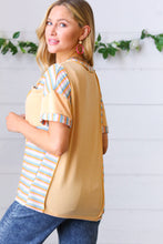 Load image into Gallery viewer, Sunrise Terry V Neck Stripe Color Block Outseam Top