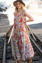 Load image into Gallery viewer, Floral Print Ruffle Cap Sleeve Square Neck Maxi Dress