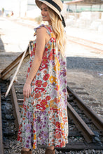 Load image into Gallery viewer, Floral Print Ruffle Cap Sleeve Square Neck Maxi Dress