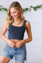 Load image into Gallery viewer, Ash Black Washed Rib Cropped Square Neck Tank