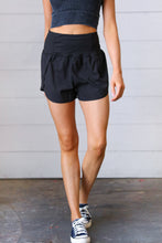 Load image into Gallery viewer, Black High Waist Zipper Back Pocket Running Shorts