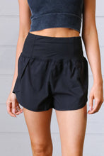 Load image into Gallery viewer, Black High Waist Zipper Back Pocket Running Shorts