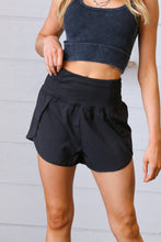 Load image into Gallery viewer, Black High Waist Zipper Back Pocket Running Shorts