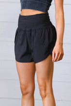 Load image into Gallery viewer, Black High Waist Zipper Back Pocket Running Shorts