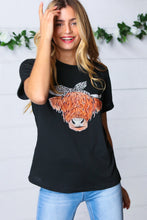 Load image into Gallery viewer, Black Cotton Cow Graphic Knit Tee