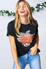 Load image into Gallery viewer, Black Cotton Cow Graphic Knit Tee