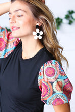 Load image into Gallery viewer, Black & White Mod Daisy Dangle Earrings