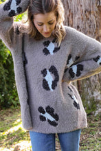 Load image into Gallery viewer, Leopard Jacquard Slouchy Knit Sweater