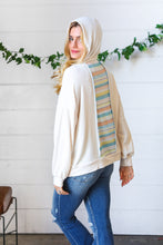 Load image into Gallery viewer, Oatmeal Multicolor Stripe Outseam Hoodie