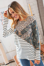 Load image into Gallery viewer, Leopard & Camo Asymmetrical Chevron Outseam Top