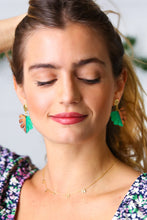 Load image into Gallery viewer, Emerald & Wood Tropical Leaf Drop Earrings