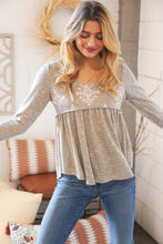 Load image into Gallery viewer, Aztec Triblend Slub Terry V Neck Babydoll Top
