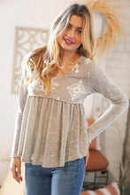 Load image into Gallery viewer, Aztec Triblend Slub Terry V Neck Babydoll Top
