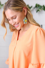 Load image into Gallery viewer, Aqua Handwoven Straw Flower Dangle Earrings