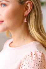 Load image into Gallery viewer, Pink & Gold Cowboy Boot Enamel Hoop Earrings