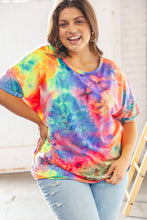 Load image into Gallery viewer, Blue/Pink Tie Dye Back Keyhole Cross Back Top