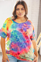 Load image into Gallery viewer, Blue/Pink Tie Dye Back Keyhole Cross Back Top