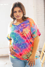 Load image into Gallery viewer, Blue/Pink Tie Dye Back Keyhole Cross Back Top