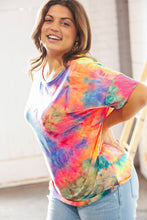 Load image into Gallery viewer, Blue/Pink Tie Dye Back Keyhole Cross Back Top
