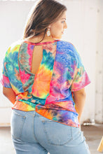 Load image into Gallery viewer, Blue/Pink Tie Dye Back Keyhole Cross Back Top