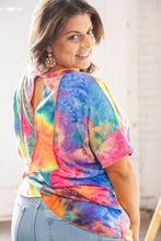 Load image into Gallery viewer, Blue/Pink Tie Dye Back Keyhole Cross Back Top