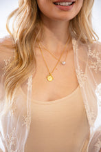 Load image into Gallery viewer, Good Luck Gold Coin & Pearl Layered Pendant Necklace