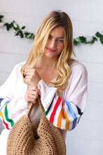 Load image into Gallery viewer, Tan Braided Straw Circle Lined Tote Bag