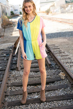Load image into Gallery viewer, Denim Blue Ribbed Elastic Waist Pocketed Romper