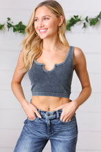 Load image into Gallery viewer, Ash Grey Washed Rib Crop Notched Tank