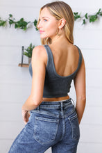 Load image into Gallery viewer, Ash Grey Washed Rib Crop Notched Tank