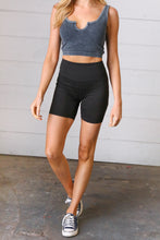 Load image into Gallery viewer, Black Brushed Wide Waistband Yoga/Biker Shorts