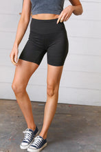 Load image into Gallery viewer, Black Brushed Wide Waistband Yoga/Biker Shorts