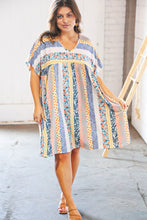 Load image into Gallery viewer, Multicolor Boho V Neck Tunic Dress with Pockets