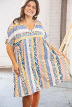 Load image into Gallery viewer, Multicolor Boho V Neck Tunic Dress with Pockets