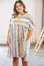 Load image into Gallery viewer, Multicolor Boho V Neck Tunic Dress with Pockets
