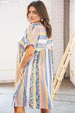 Load image into Gallery viewer, Multicolor Boho V Neck Tunic Dress with Pockets