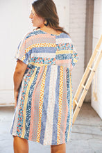 Load image into Gallery viewer, Multicolor Boho V Neck Tunic Dress with Pockets