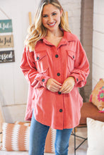 Load image into Gallery viewer, Ash Rose Fleece Flap Button Elbow Patch Pocketed Shacket