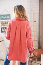 Load image into Gallery viewer, Ash Rose Fleece Flap Button Elbow Patch Pocketed Shacket