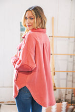 Load image into Gallery viewer, Ash Rose Fleece Flap Button Elbow Patch Pocketed Shacket