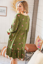 Load image into Gallery viewer, Olive Placard Yoke Ruffle Hem Pocketed Fit & Flare Dress