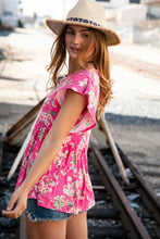 Load image into Gallery viewer, Pink Floral Ruffle Short Sleeve Baby Doll Top