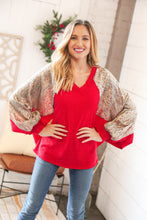Load image into Gallery viewer, Christmas Red & Gold Crinkle Foil Hacci Dolman Top