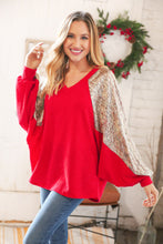 Load image into Gallery viewer, Christmas Red & Gold Crinkle Foil Hacci Dolman Top